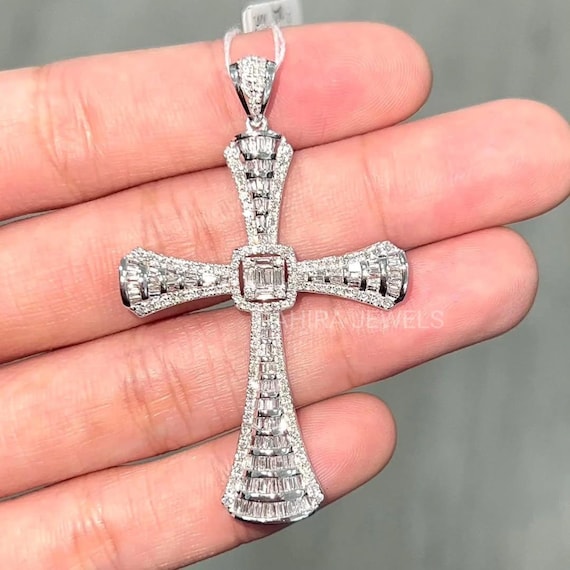 750WGダイヤモンドネックレス 750WG クロス ダイヤモンド ネックレス