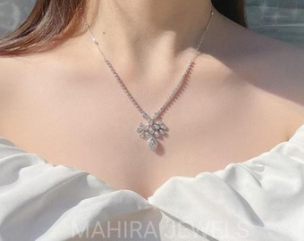 Lab Grown Diamond Designer Necklace, Bridal Necklace, Graduated Necklace, Lab Diamond Wedding, Necklace Bridal Jewelry, Gift For Wife