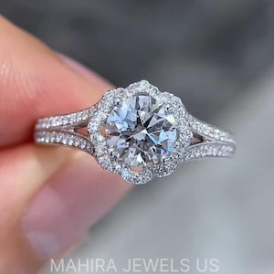 1 Carat D Color VVS2 Clarity IGI Certified Round Ideal Cut Lab Grown Diamond Engagement Ring Sun flower Cluster Diamond Lab\Cvd Diamond Ring