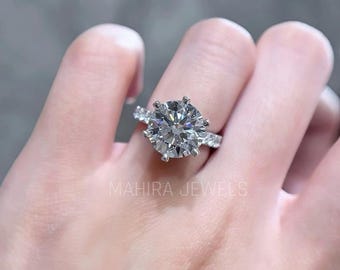 3 Ct Rundschliff Lab gewachsen Diamant Ehering, Diamant Verlobungsring, IGI zertifizierter Diamantring, Jubiläumsgeschenk, Ringe für Frauen