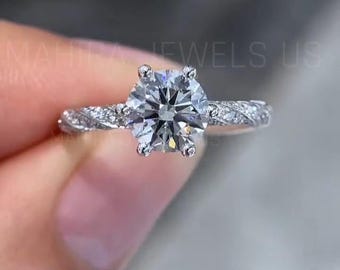On Sale 1.5 Carat Edwardian Antique Style Platinum or White Gold Diamond Engagement Ring Antique Vintage Style Diamond Wedding Ring Cvd Ring