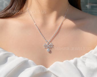 Lab Grown Diamond Designer Necklace, Bridal Necklace, Graduated Necklace, Lab Diamond Wedding, Necklace Bridal Jewelry, Gift For Wife