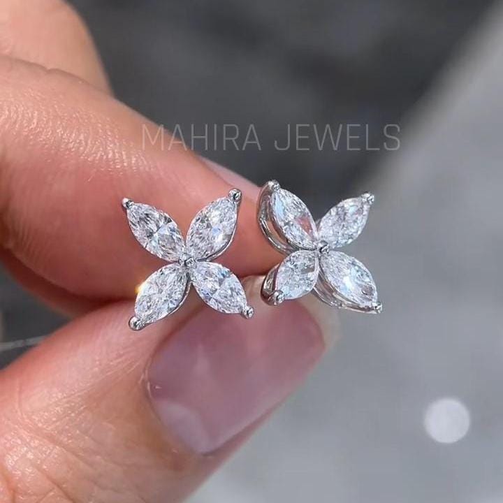 lab grown diamonds Earrings Pair Earrings, Marquise Cut with Screw back Earrings for Women Anniversary Gift for girl friend CVD Diamond Gift