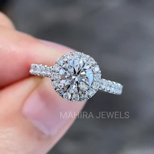 1 Carat D Color VVS2 Clarity IGI Certified Round Ideal Cut Lab Grown Diamond Engagement Ring Sun flower Cluster Diamond Lab\Cvd Diamond Ring