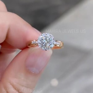 1ct round Cut Lab Grown Diamond Ring, Engagement Ring, Wedding Ring, Unique Ring, 14k Gold Ring For Women, Anniversary Gifts, gold ring