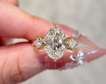 3 Carat Oval Shape Lab Grown Diamond Engagement Ring, Oval Cut Diamond Ring, Diamond Wedding Ring For Her, Cvd Diamond Ring For Anniversary