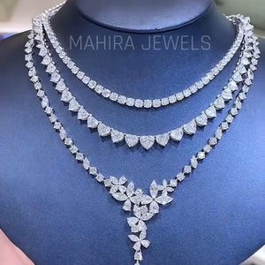 Custom Fancy Shape Diamond Luxuries Necklace Gold Lab Grown Diamond Necklace Elegant White Diamond Necklace for Women Luxury Jewelry Gift