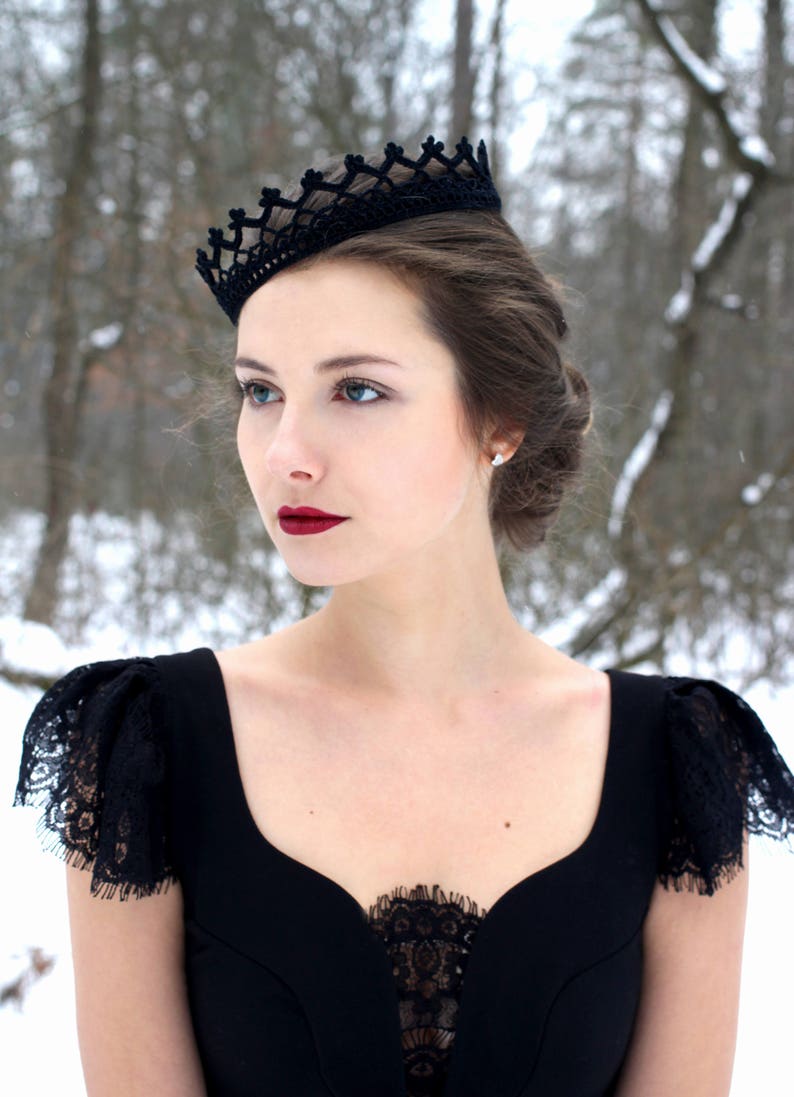 Black Crown Headband Gothic Tiara Dark Academia Cosplay Queen Etsy