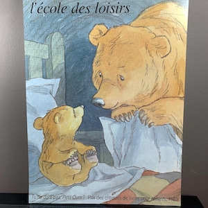 Gran cartel original auténtico de 1988 Tu ne dors pas, Petit Ours? PASTEL La Escuela del Ocio/42x60/ilustración de libros infantiles/decoración habitación infantil
