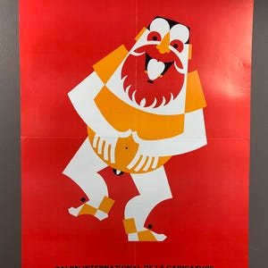 Originele authentieke affiche Salon International de la Caricature Montréal/met wedstrijdformulier/vintage cartoonposter/retro cartoon art/