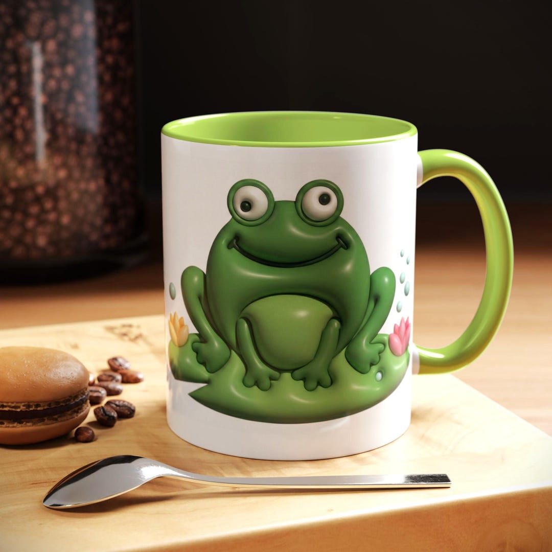 Cute Frog Mug, 3D Style Amphibian Coffee Cup, Kawaii Green Frog Gift ...