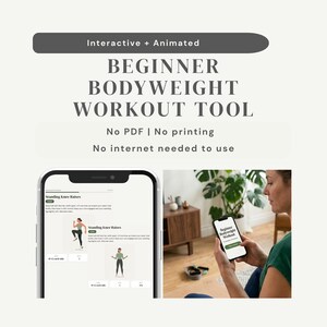 Interactive Animated Bodyweight Workout Tool, 12 Exercises, No Equipment Guide