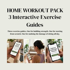 Home Workout Pack, 3 Interactive Exercise Guides, Calisthenics Beginner Posture, Bodyweight Training, No Equipment, Home Fitness Bundle