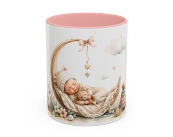 Schlafender Baby-Mondbecher, Geschenk für Neugeborene, Babyparty, Kinderzimmer-Kaffeebecher