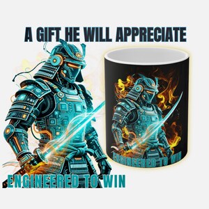 Cyber Samurai Mug Execute Programmer Gift Futuristic Gaming Coffee Cup Tech