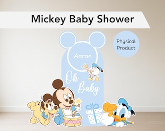 Baby Mickey Mouse Backdrop – Personalized Blue Baby Shower Decor