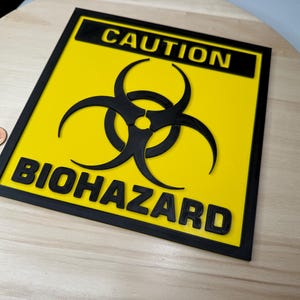 Biohazard Sign Wall Art Decor Hazardous Symbol Logo Square Yellow