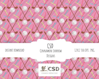 Tee Time Pink Sublimation Design Seamless Digital Paper Journaling Supplies Scrapbooking Crafting Instant Download Golfing