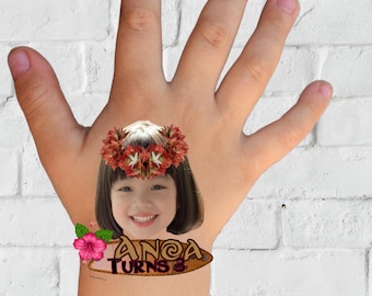 Personalized Moana Birthday Temporary Tattoos, Party Favors