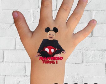 Custom Mickey Mouse Birthday Temporary Tattoos, Party Favors