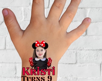 Custom Minnie Birthday Temporary Tattoos, Party Favors