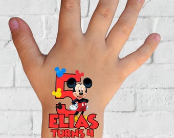 Mickey Mouse Birthday Temporary Tattoos, Party Favors