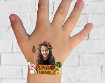 Personalized Moana Birthday Tattoo, Custom Party Favors