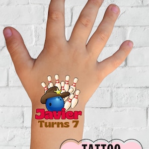 Bowling Tattoos, Bowling Birthday Party, Bowling Custom Tattoos, Bowling Theme, Bowling Party Favors, Tattoos for Kids, Bowling Banner