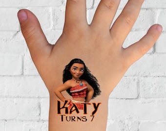 Moana Birthday Party Tattoos, Custom Face Tattoos