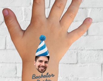 Custom Birthday Boy Temporary Tattoo, Personalized Face Tattoo