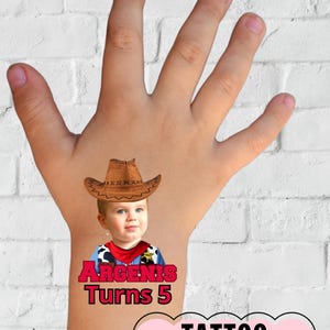 Personalized Cowboy Birthday Tattoo, Kids Party Favor
