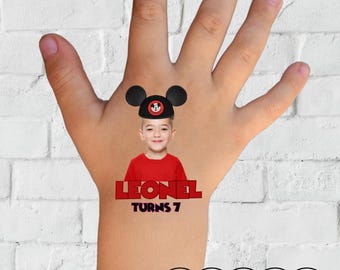Personalized Mickey Mouse Birthday Temporary Tattoos, Party Favors