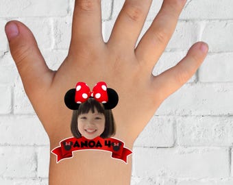 Personalized Minnie Mouse Birthday Tattoo, Party Favors