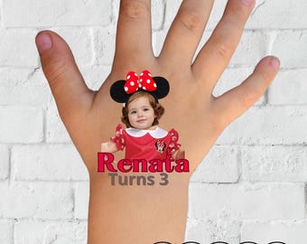 Minnie Mouse Birthday Temporary Tattoos, Personalized Party Favors