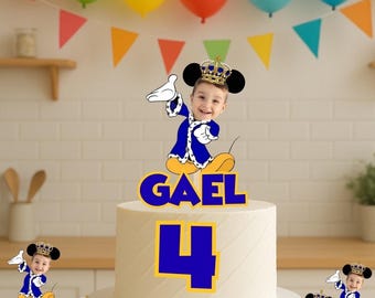 ミッキーマウスのケーキトッパー、写真入り誕生日パーティーデコレーション、ミッキーカップケーキ