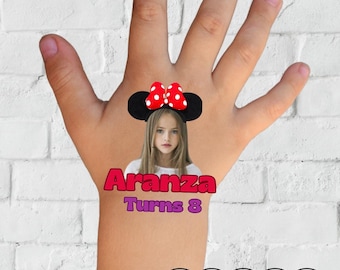Personalized Minnie Mouse Birthday Temporary Tattoos, Party Favors