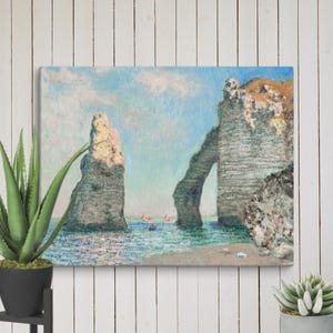 Le scogliere di Etretat (1885) di Claude Monet / Dipinto famoso / Stampa su tela / Decorazioni per la casa e l'ufficio in stile costiero