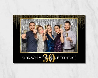 Minimalist Black Gold Birthday Photobooth Mirrorbooth Template 4x6 Editable (Digital Download)