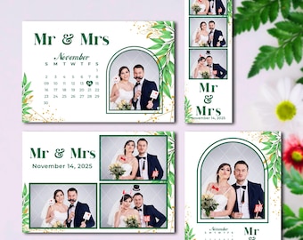 Greenery Wedding Photo Booth Template, Botanical Collage Design (Digital Download)