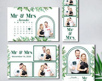 Greenery Wedding Photo Booth Template, Botanical Wedding Pict, Custom Couple Keepsake Printable