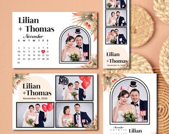 Boho Wedding Photo Booth Template, Terracotta Floral, Rustic Bridal Shower Layout (Digital Download)