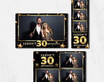 Black Gold Birthday Photobooth Template  Luxury Party Photo Booth Strip ( Instant Digital Download)