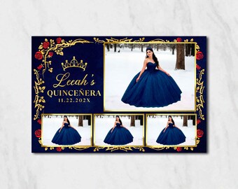 Beauty and The Beast Photobooth Template 4 Window | Quinceañera Party Overlay | Editable Instant Download