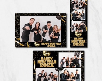Plantilla de fotomatón de Año Nuevo para fotomatón de Nochevieja (descarga instantánea)