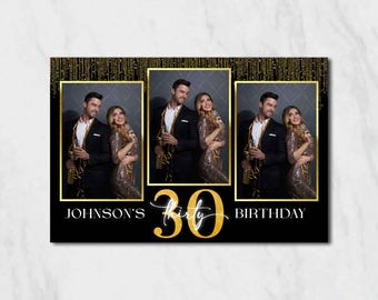 Minimalist Black Gold Birthday Photobooth Mirror Booth Template 4x6 Editable (Digital Download)