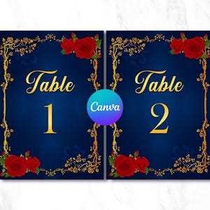 Beauty and the Beast Table Numbers: Fairy Tale Birthday Decor (Digital Download, 5x7 & 4x6 Sizes) image 1