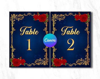 Beauty and the Beast Table Numbers: Fairy Tale Birthday Decor (Digital Download, 5x7 & 4x6 Sizes)