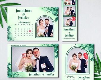 Eucalyptus Wedding Photo Booth Template, Greenery Bridal Shower Collage (Digital Download)