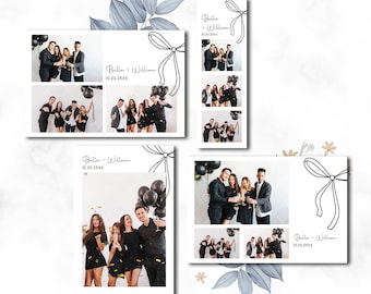 Elegant Wedding Black Bow Photobooth Template  (Editable Digital Download)