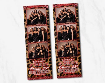 Leopard Print Photobooth Template Let's Get Wild Birthday Photo booth Template Cherry Animal Overlay